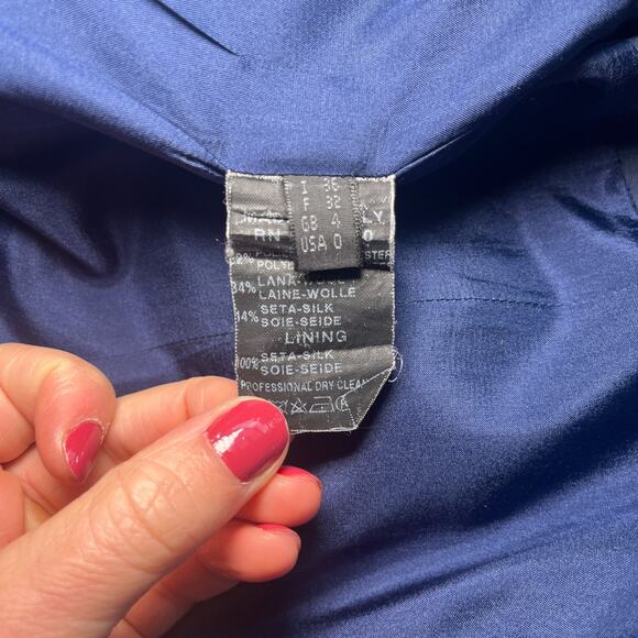 Derek Lam Wool Silk Blend Patch Pocket Sleeveless Shift Mini Dress Navy Size 0 - Picture 6 of 7